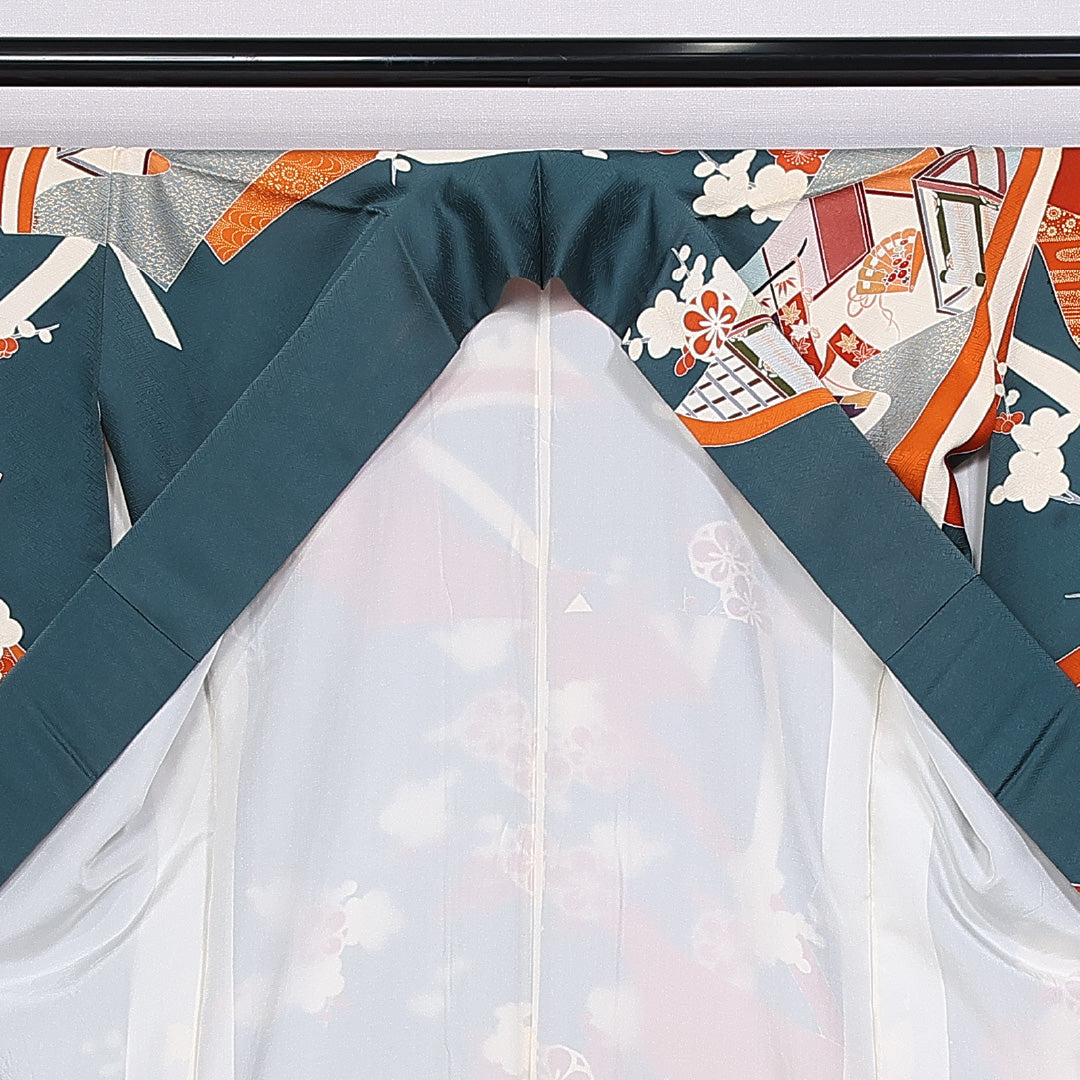 振袖 身丈162cm 裄丈66cm 袷 正絹 Bランク 広衿 梅 吉祥文様 1213-F0298