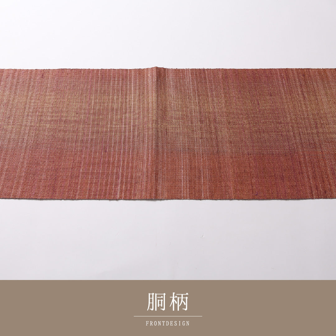 袋帯 帯丈468cm 全通 未仕立て カジュアル Sランク 正絹 紬地 創作柄 金糸 モダン 淡い ピンク系 1223-01699