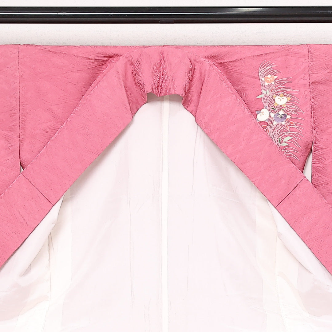 付下げ 袷 身丈165cm 裄丈65cm 正絹 Sランク インフォーマル 広衿 XLサイズ 梅 ピンク系 RP 1218-13558