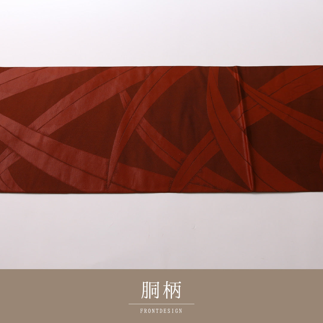 袋帯 帯丈428cm 正絹 六通 インフォーマル 蘭 赤系 1243-01639