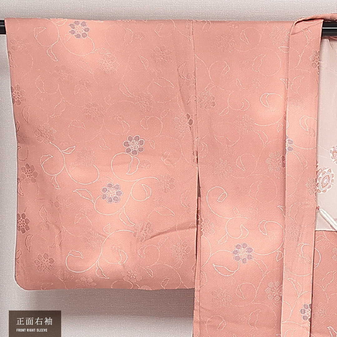 羽織 袷 身丈82cm 裄丈65cm 正絹 Sランク カジュアル Mサイズ ぼかし染 紐あり 唐華 ピンク系 RP 1232-13796