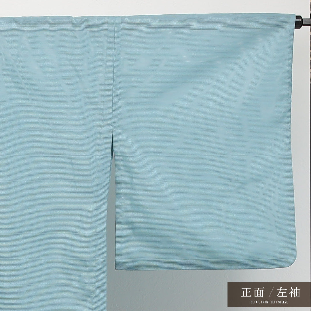 夏物 洗える着物 色無地 絽 身丈166cm 裄丈68cm ポリエステル Sランク インフォーマル 広衿 Lサイズ 無地 水色系 RP 1219-17322