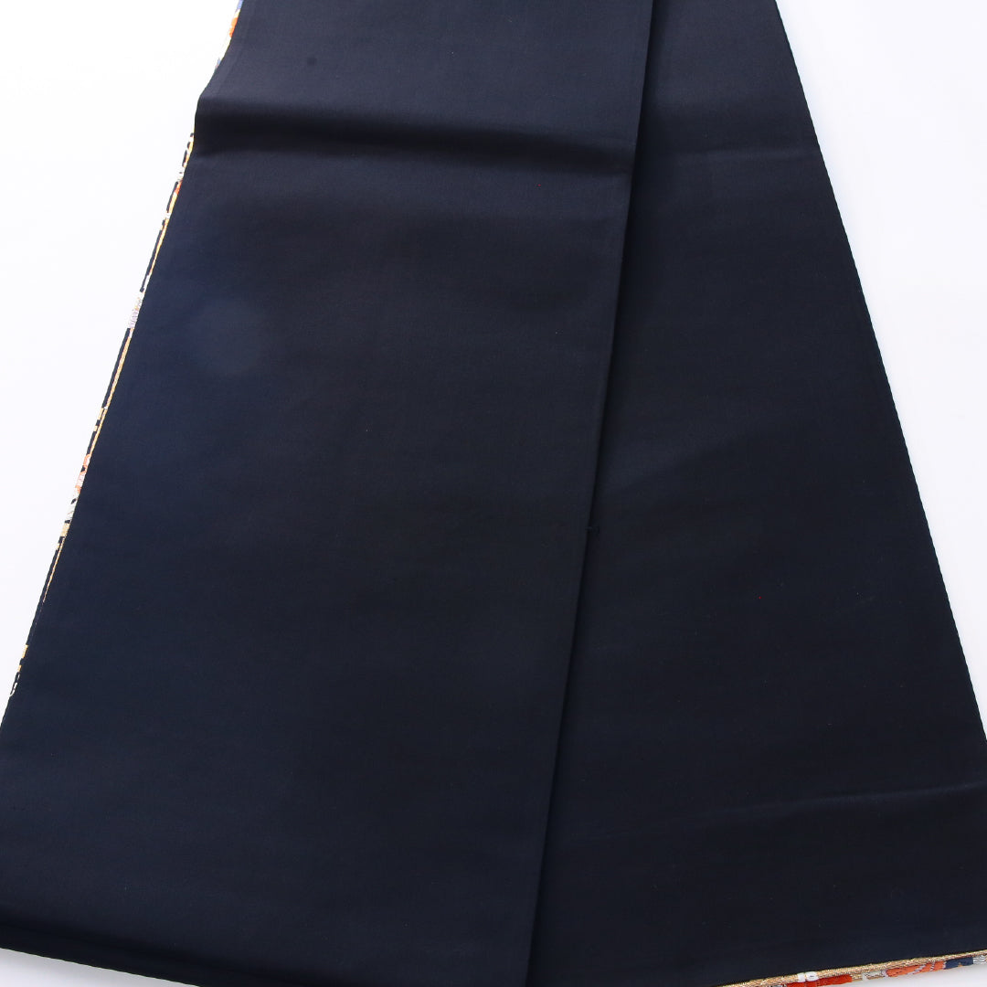 振袖用 袋帯 帯丈430cm 正絹 六通 帯芯なし 花扇 金系 紺系 1243-02419