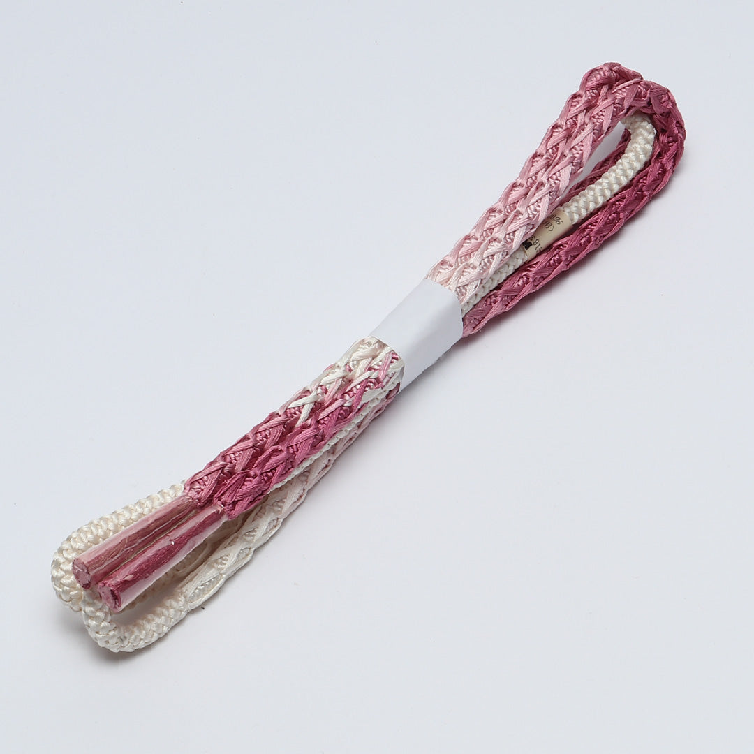 未使用品 振袖用 帯締め 丸組紐 丸唐組 正絹 多色系 ピンク系 1251-02046