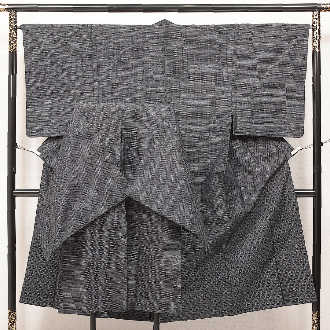 アンサンブル 男着物 袷 身丈142cm 裄丈34cm 正絹 Aランク カジュアル 棒衿 2XLサイズ 十字絣 グレー系 RP 1224-17237