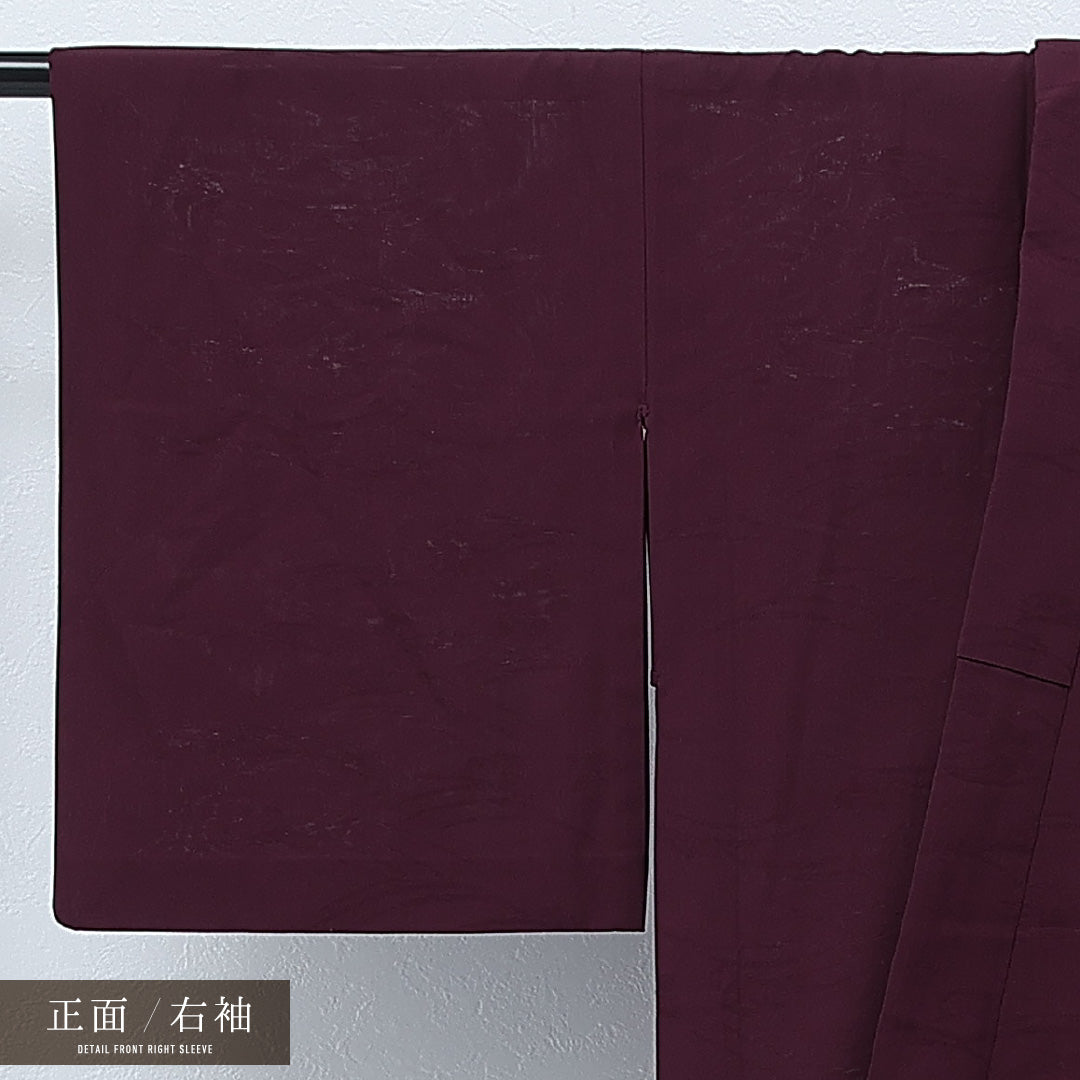 夏物 色無地 身丈156cm 裄丈62cm 正絹 Sランク インフォーマル バチ衿 Lサイズ 光琳波 楓 紫系 RP 1219-17268
