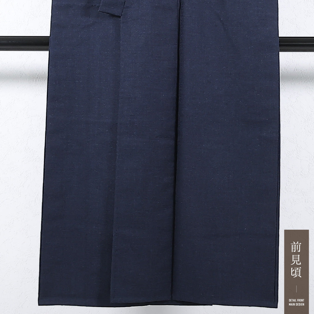 アンサンブル 男着物 (紬) 袷 身丈141cm 裄丈67cm 正絹 Sランク インフォーマル 棒衿 Mサイズ 無地 紺系 RP 1224-17367
