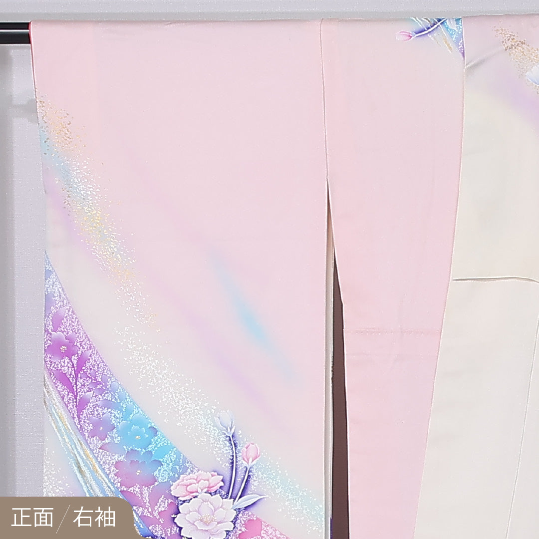 振袖 袷 身丈164cm 裄丈67cm 正絹 Aランク フォーマル 広衿 Lサイズ 秋山庄太郎 作家物 落款 牡丹 多色系 M4 1215-06720