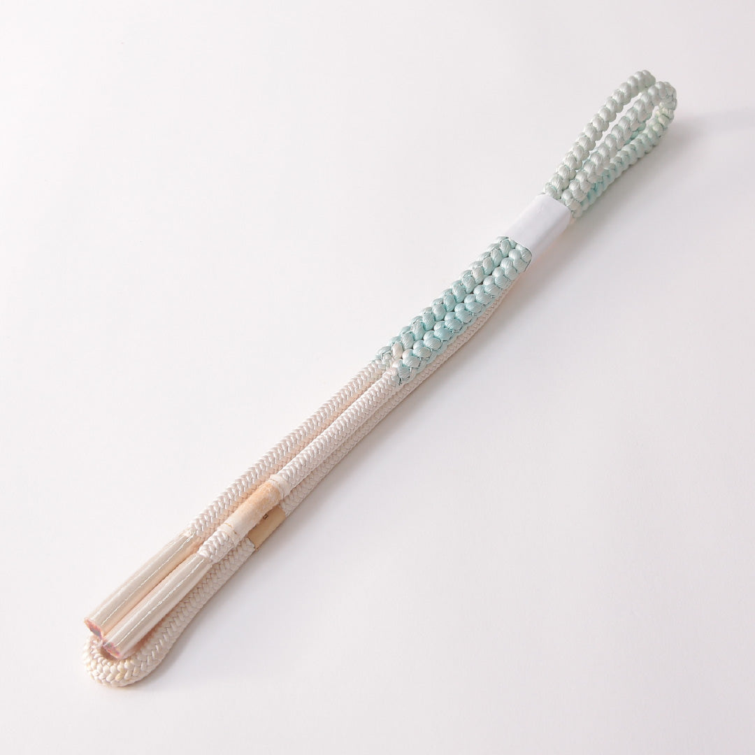 未使用品 帯締め 丸組紐 丸唐組 正絹 白系 水色系 1251-01828