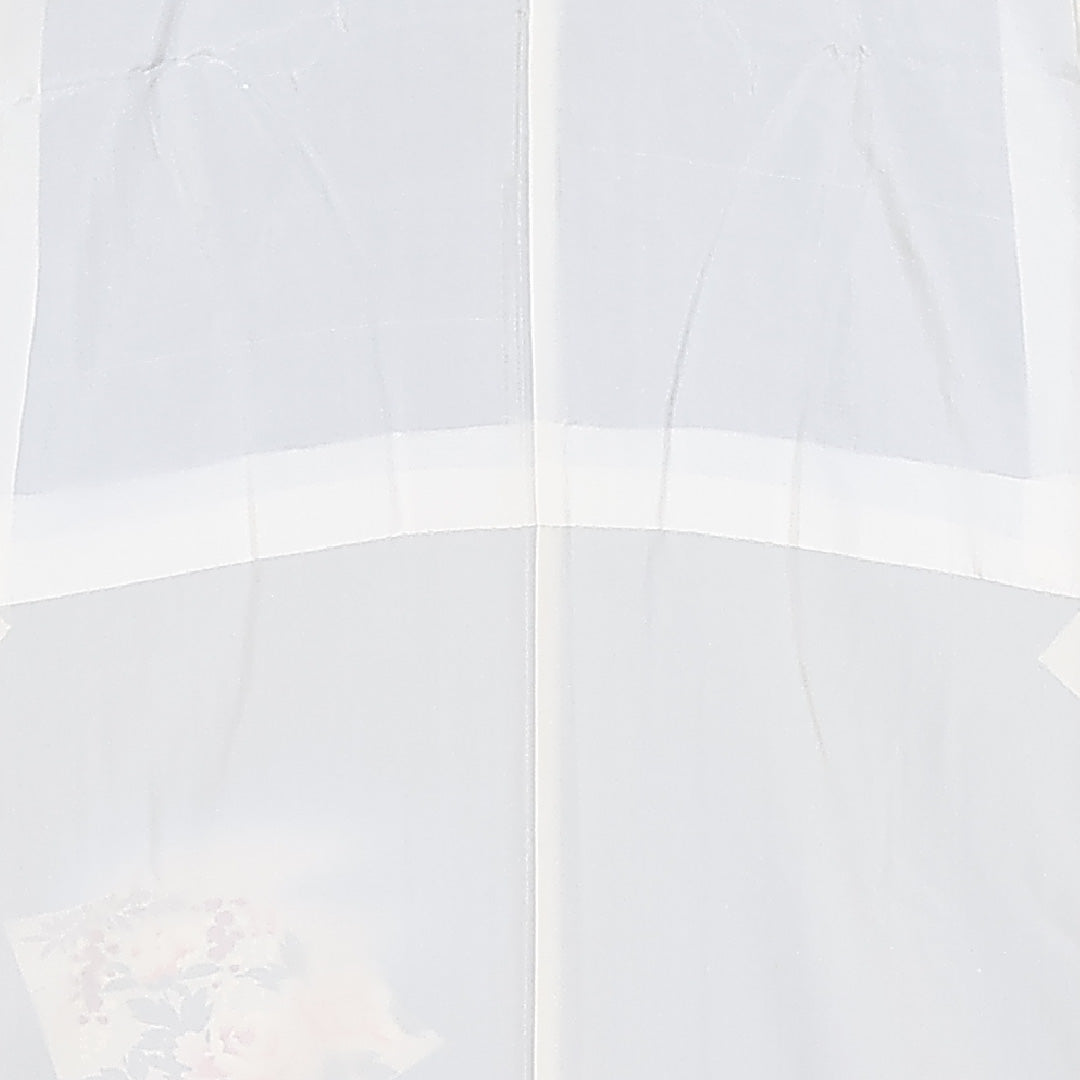 訪問着 袷 身丈154cm 裄65cm 正絹 牡丹 扇子 ぼかし Aランク 1212-00777
