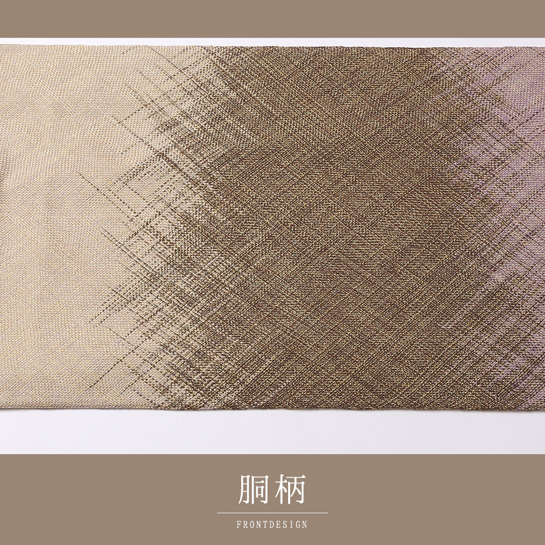 袋帯 帯丈452cm 全通 セミフォーマル Sランク 正絹 創作柄 シック 気品 紫系 1223-01520
