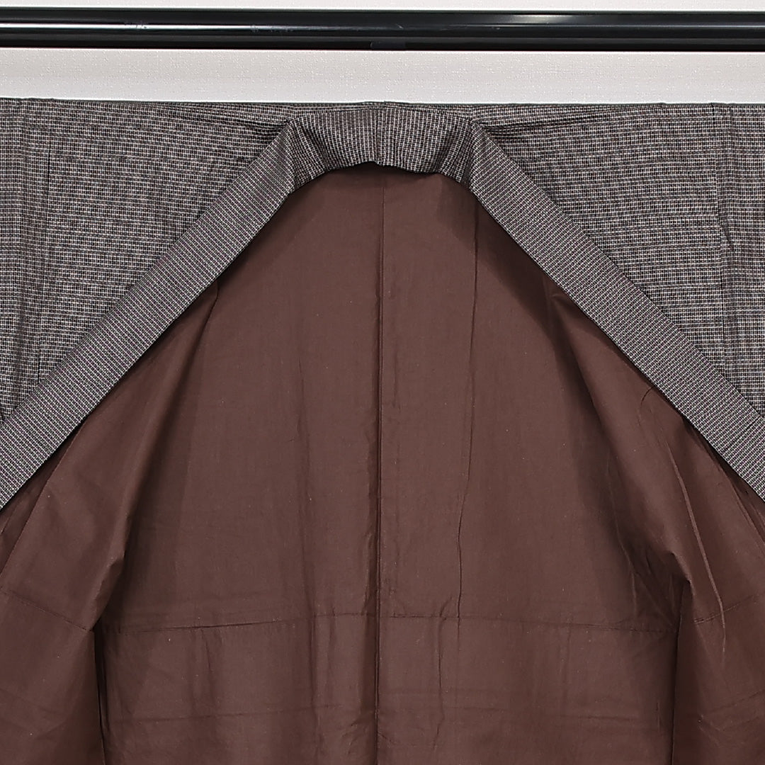 3点セット アンサンブル 男着物 (本場大島紬) 袷 身丈135cm 裄丈64cm 正絹 Sランク インフォーマル 棒衿 Sサイズ 証紙 有馬 グレー系 PO 1224-13146