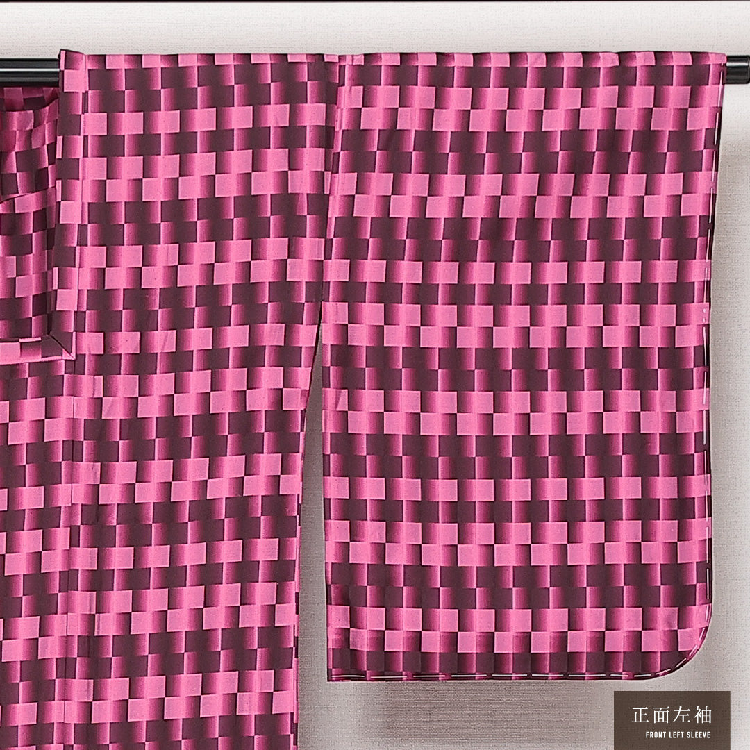 未使用品 道行コート 単衣 身丈135cm 裄丈65cm 正絹 Nランク カジュアル Mサイズ ポケットあり しつけ糸 ピンク系 M4 1237-13894