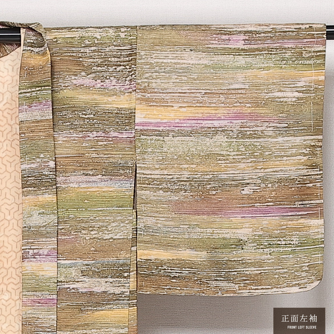 道行コート 袷 身丈70cm 裄丈66cm 正絹 Dランク インフォーマル Mサイズ 創作柄 緑系 LP 1237-13720