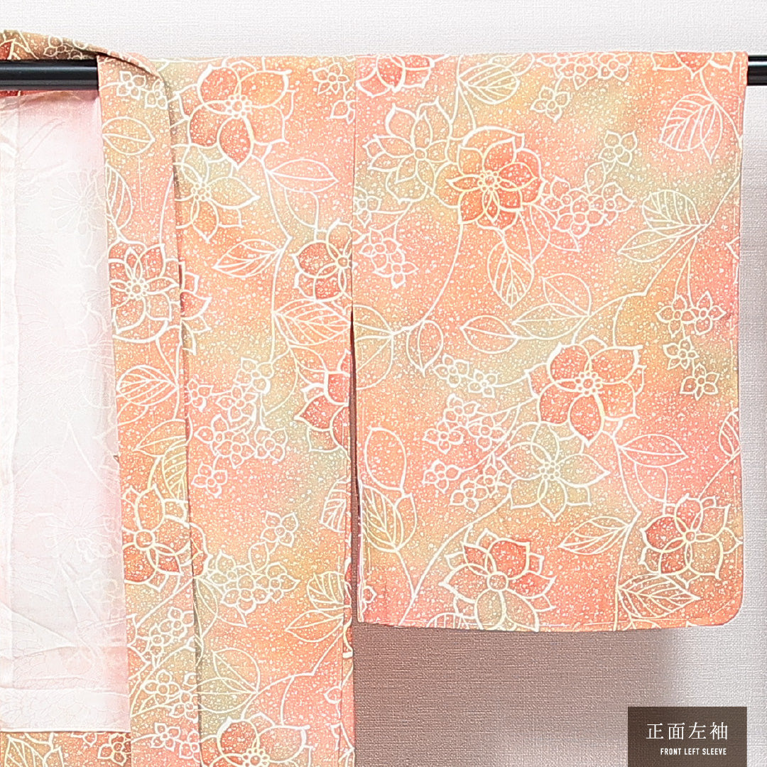 羽織 袷 身丈75cm 裄丈62cm 正絹 Cランク カジュアル Sサイズ 花柄 多色系 HP 1232-14850