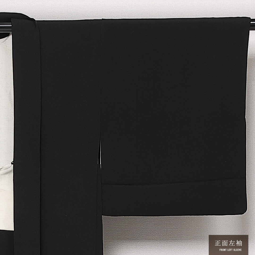 黒羽織 袷 身丈70cm 裄丈63cm 正絹 Aランク インフォーマル Sサイズ 紐あり 流水 松 黒系 RP 1233-13728