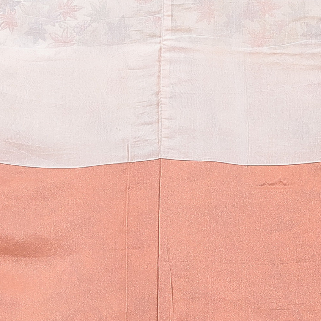 アンティーク 小紋 袷 身丈148cm 裄丈62cm 正絹 Bランク XSサイズ バチ衿 菊 紅葉 クリーム系 多色系 1215-15625