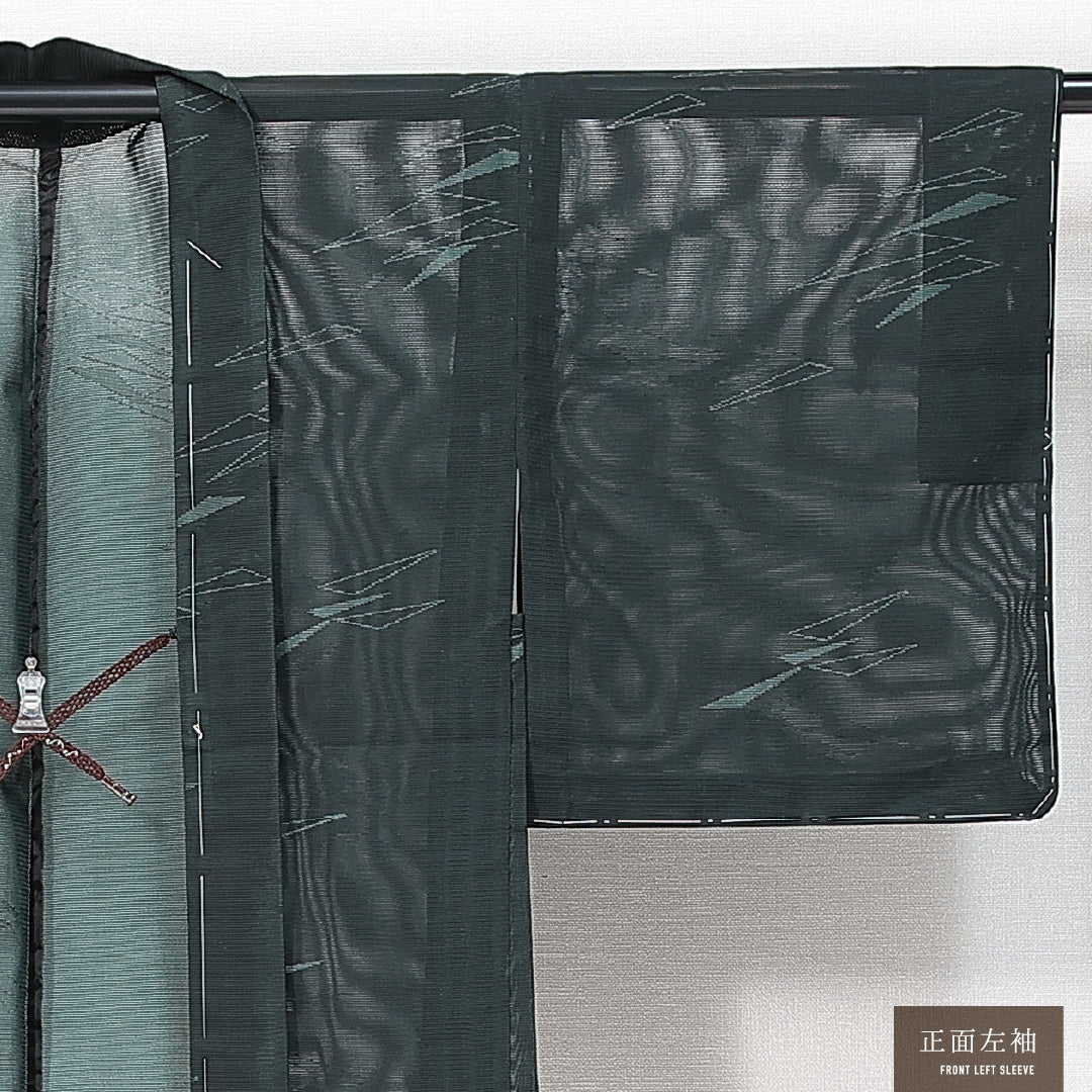 新古品 羽織 夏物 絽 身丈79cm 裄丈63cm 正絹 Nランク Sサイズ カジュアル 紐あり 創作柄 しつけ糸 緑系 1217-14761