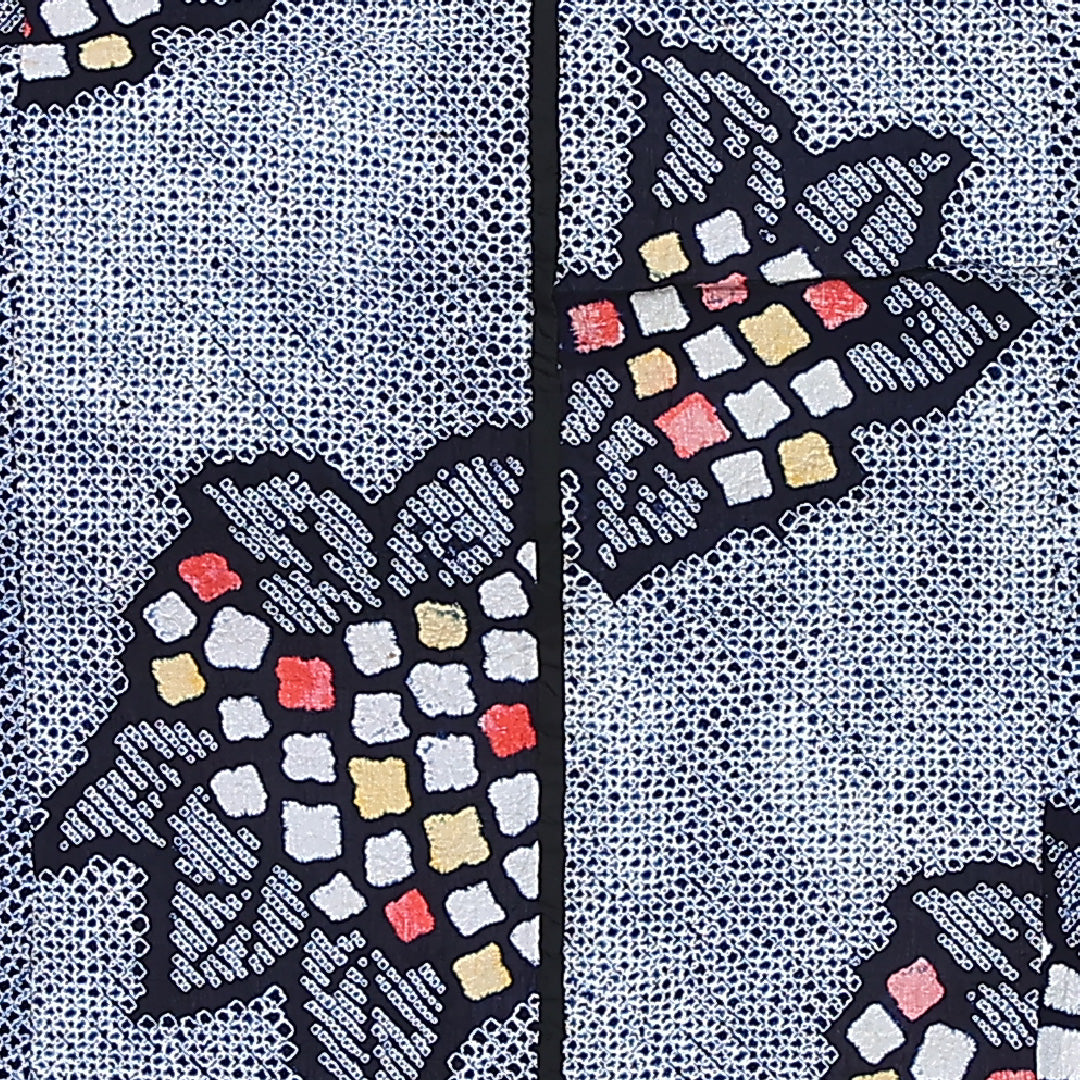 夏物 洗える着物 木綿の有松鳴海絞 (有松鳴海絞) 夏物 身丈151cm 裄丈62cm 木綿 Cランク カジュアル バチ衿 Sサイズ 紫陽花 紺系 RP 1225-12113