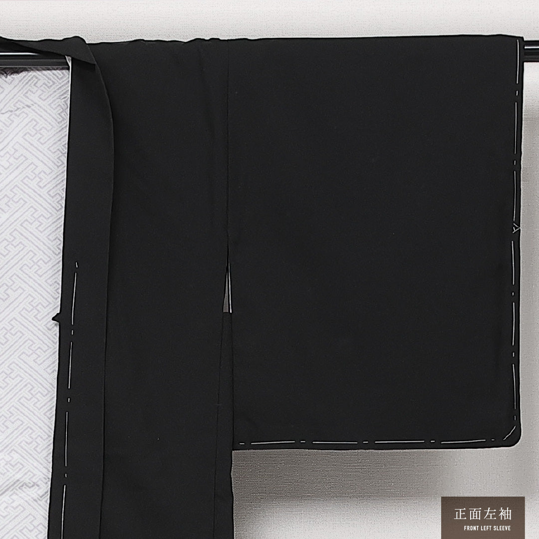 洗える着物 黒羽織 袷 身丈77cm 裄丈65cm ポリエステル Sランク インフォーマル Mサイズ 御所車 黒系 RP 1233-13724