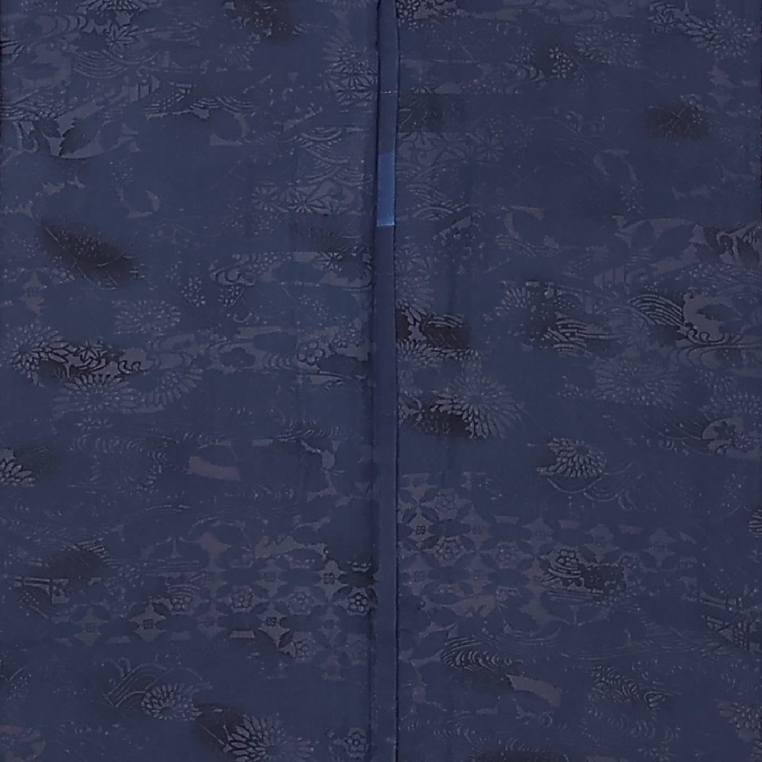 小紋 単衣 身丈160cm 裄65cm 正絹 阿波愛 藍染 作家物 紺系 ピンク系 落款 Aランク 1215-02429
