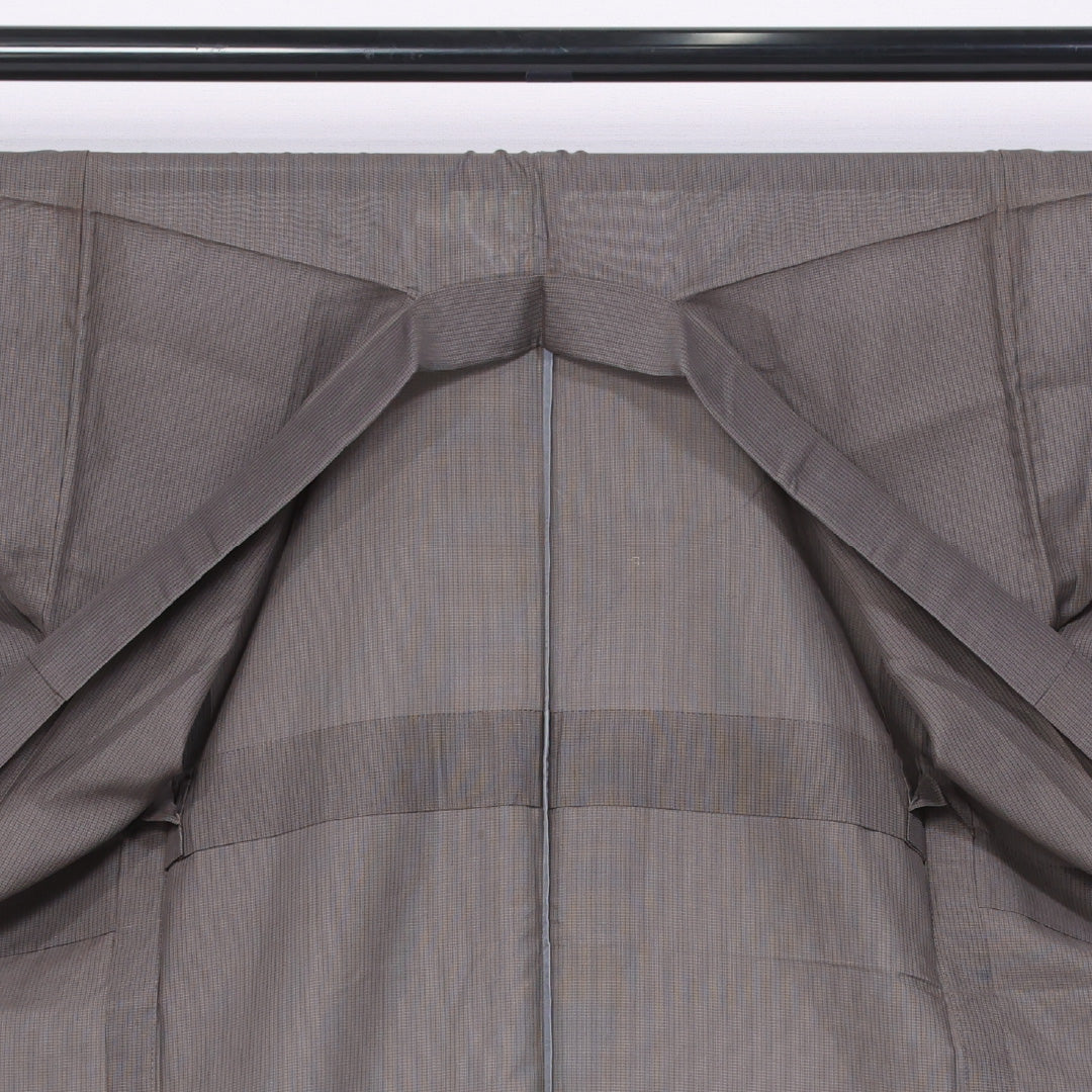 男着物 夏物 紗 身丈134cm 裄丈67cm 正絹 Sランク XSサイズ バチ衿 カジュアル 縞 クリーム系 茶系 1219-06290