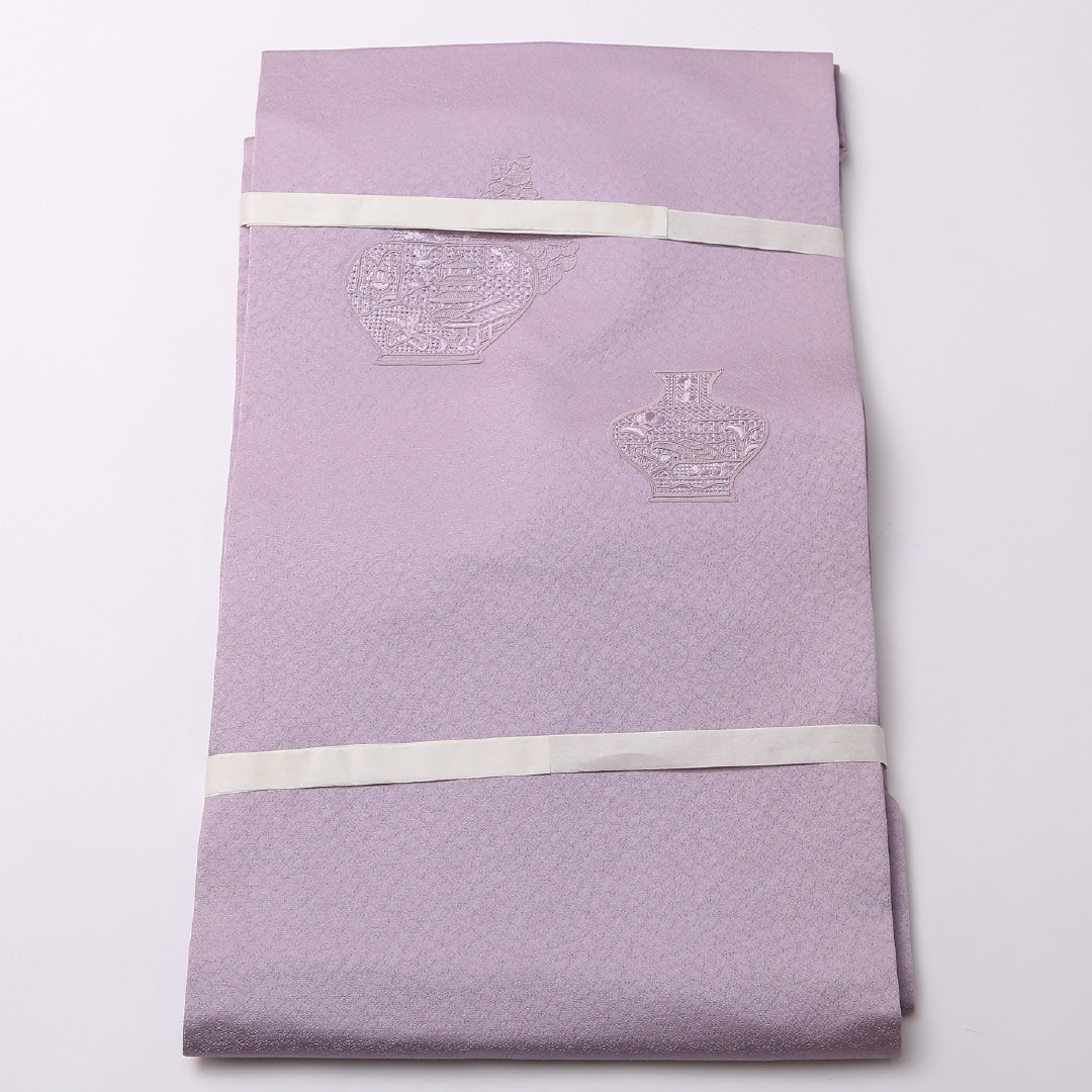 名古屋帯 ポイント柄 帯丈360cm Bランク 正絹 壺 上品 オリエンタル 紫系 1224-02651