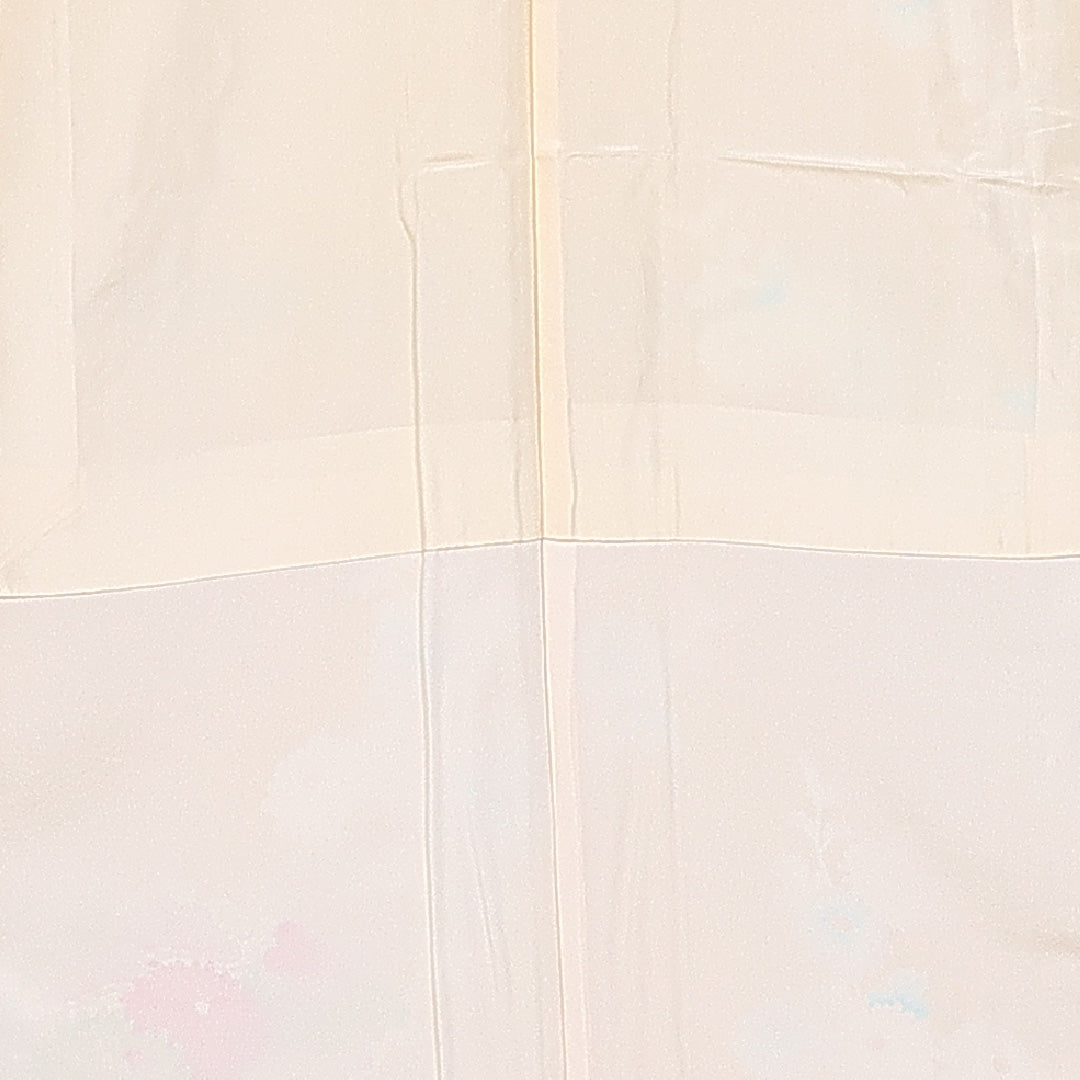 訪問着 袷 身丈155cm 裄丈64cm 正絹 Sランク 紋意匠 (花柄) セミフォーマル バチ衿 Mサイズ 金箔 菊 笠松 黄系 RP 1217-11214