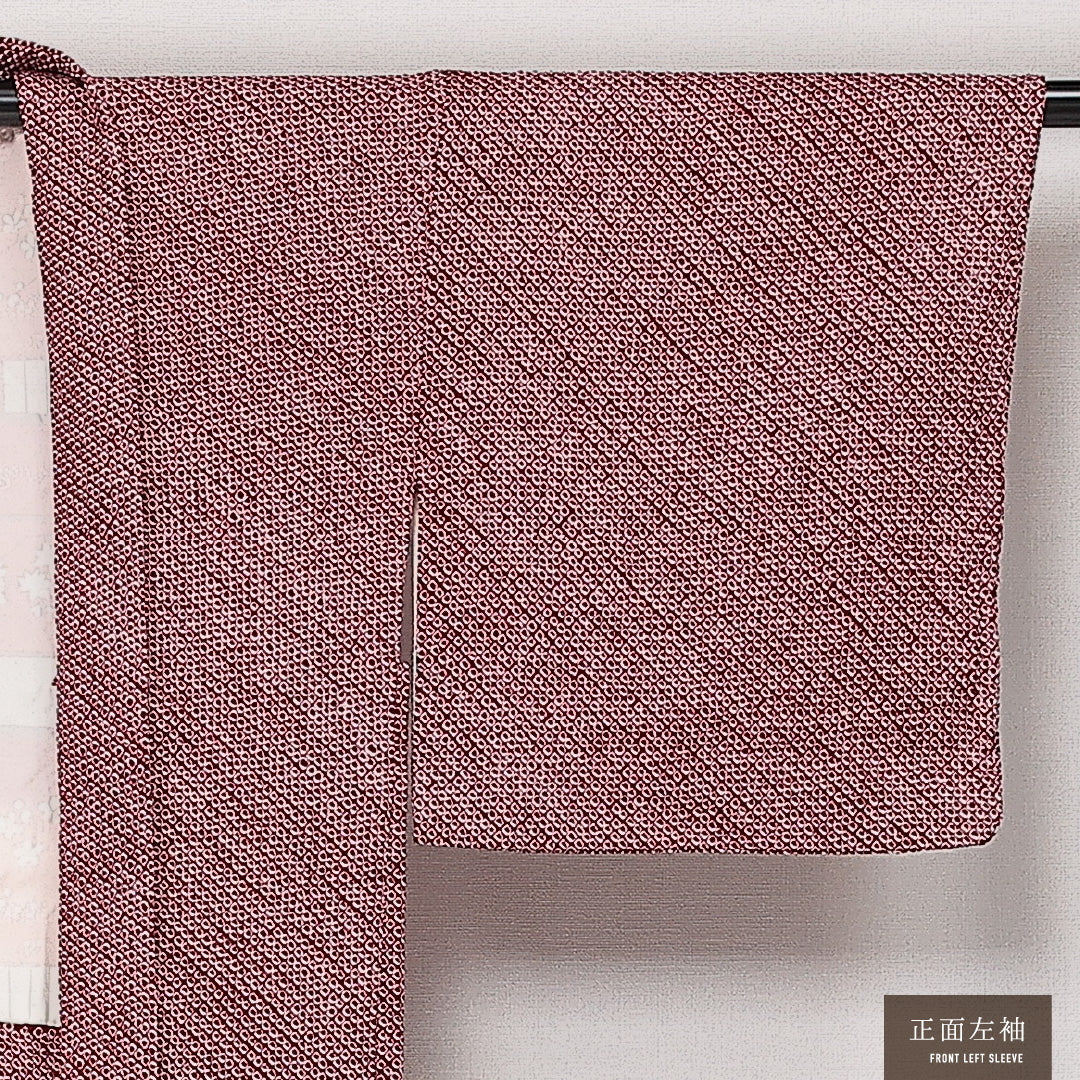 洗える着物 羽織 袷 身丈77cm 裄丈64cm ポリエステル Aランク カジュアル Mサイズ 鹿の子柄 茶系 HP 1232-13863