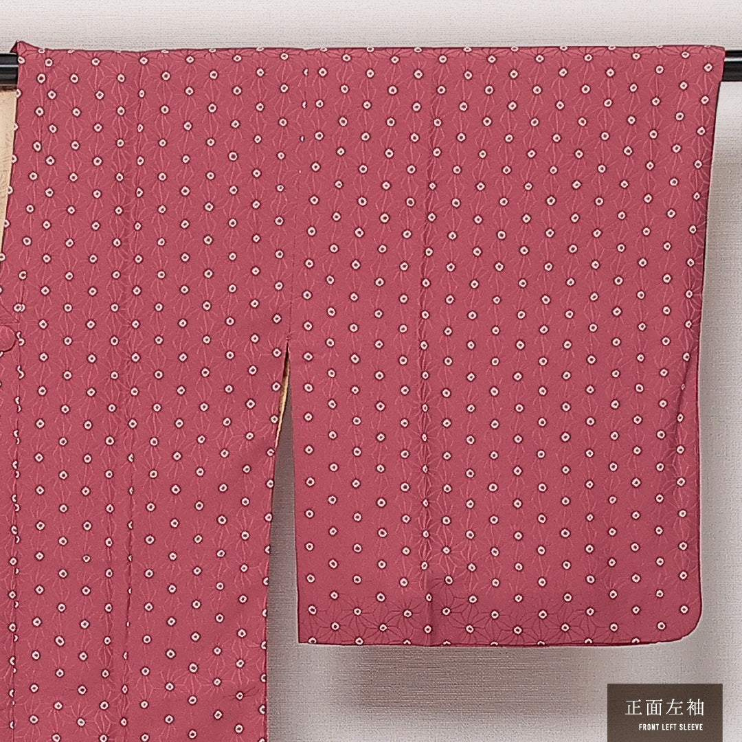 道行コート 袷 身丈80cm 裄丈63cm 正絹 Aランク フォーマル Sサイズ ポケットあり 麻の葉 ピンク系 RP 1237-13950