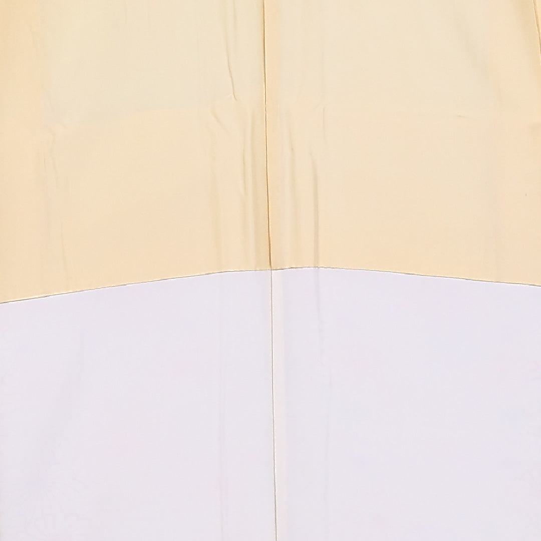 小紋 袷 身丈158cm 裄丈62cm 正絹 Sランク インフォーマル 広衿 Mサイズ 菊 クリーム系 RP 1221-11661