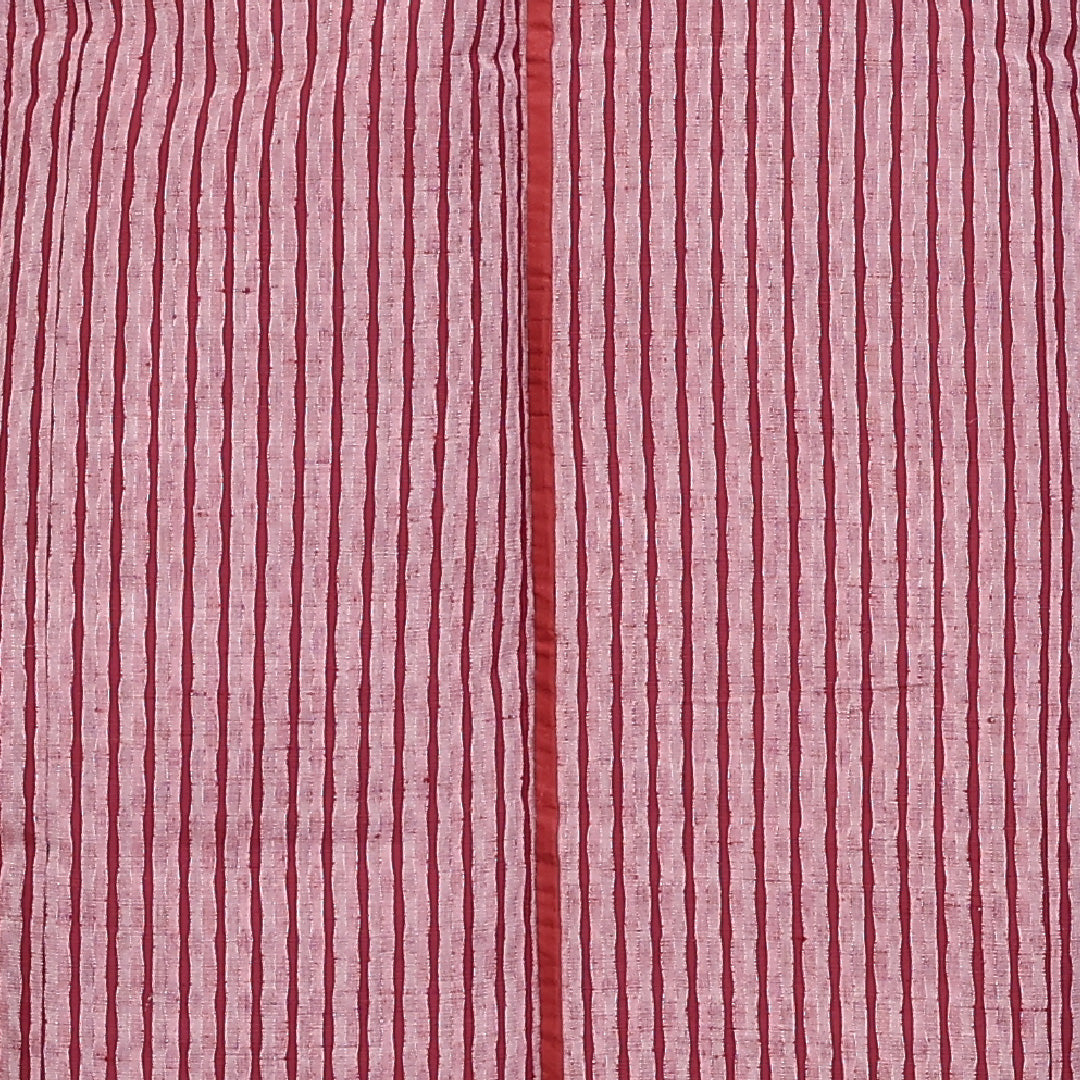洗える着物 木綿の紬 単衣 身丈150cm 裄丈64cm 木綿 Aランク カジュアル 広衿 Sサイズ よろけ縞 ピンク系 RP 1223-03714