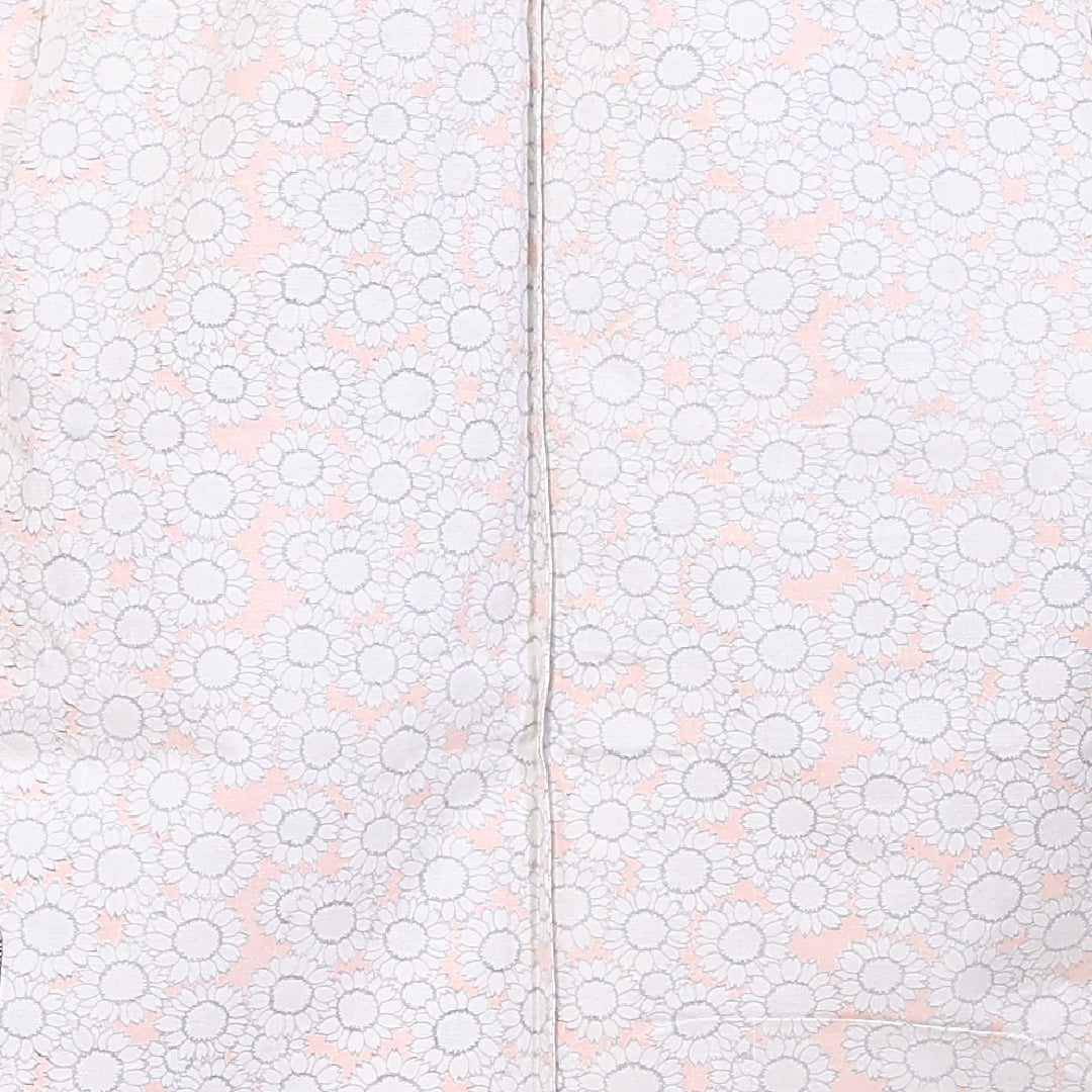 小紋 単衣 身丈138cm 裄63cm 洗える着物 木綿 向日葵 ピンク系 Sランク 1215-02296