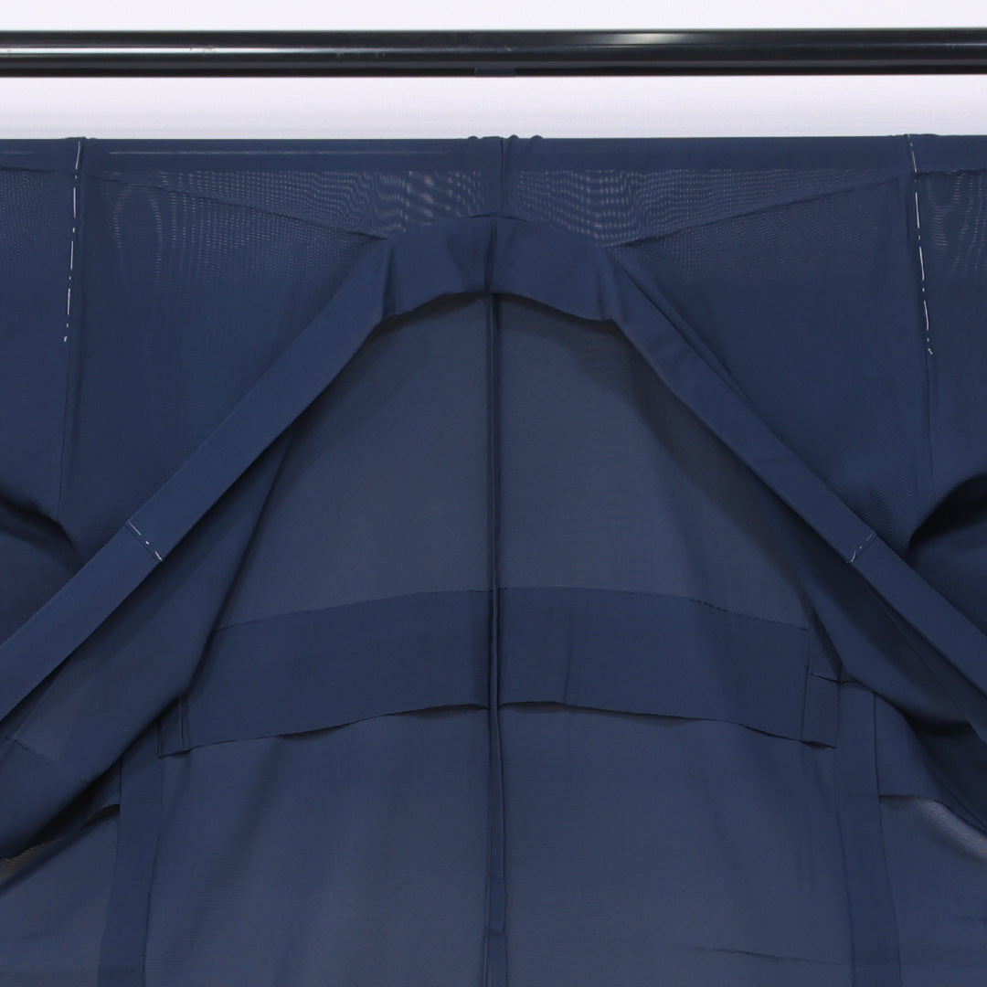 男着物 夏物 紗 身丈139cm 裄丈66cm 正絹 Sランク Sサイズ バチ衿 カジュアル 無地 紺系 1219-06289