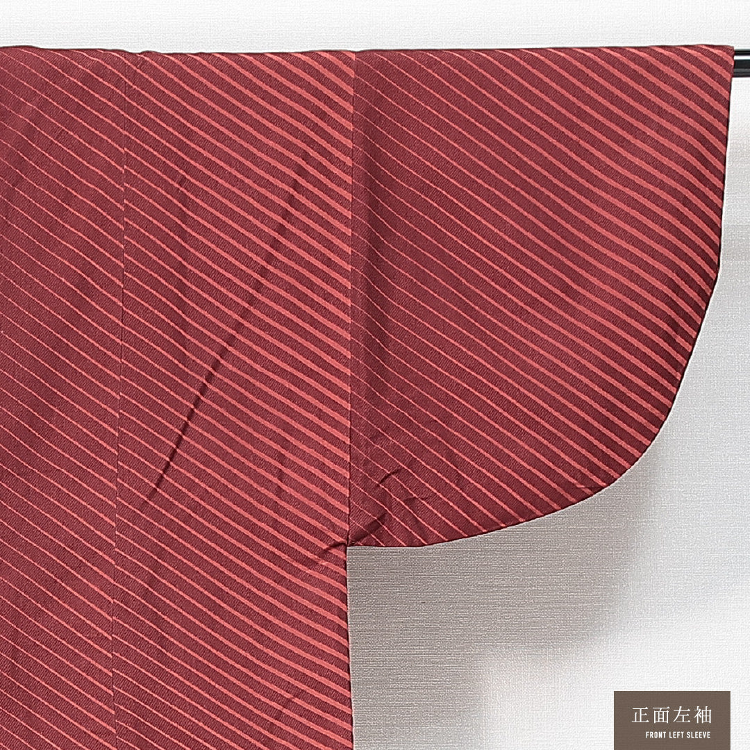 道中着 袷 身丈80cm 裄丈63cm 正絹 Sランク Sサイズ カジュアル 抽象柄 赤系 朱系 1264-14760