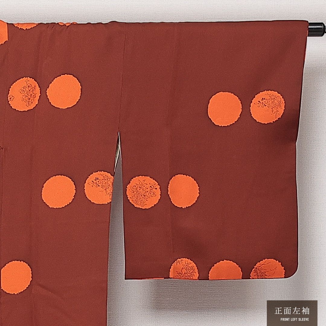 道行コート 袷 身丈82cm 裄丈64cm 正絹 Sランク インフォーマル Mサイズ ポケットあり 創作柄 茶系 RP 1237-13798