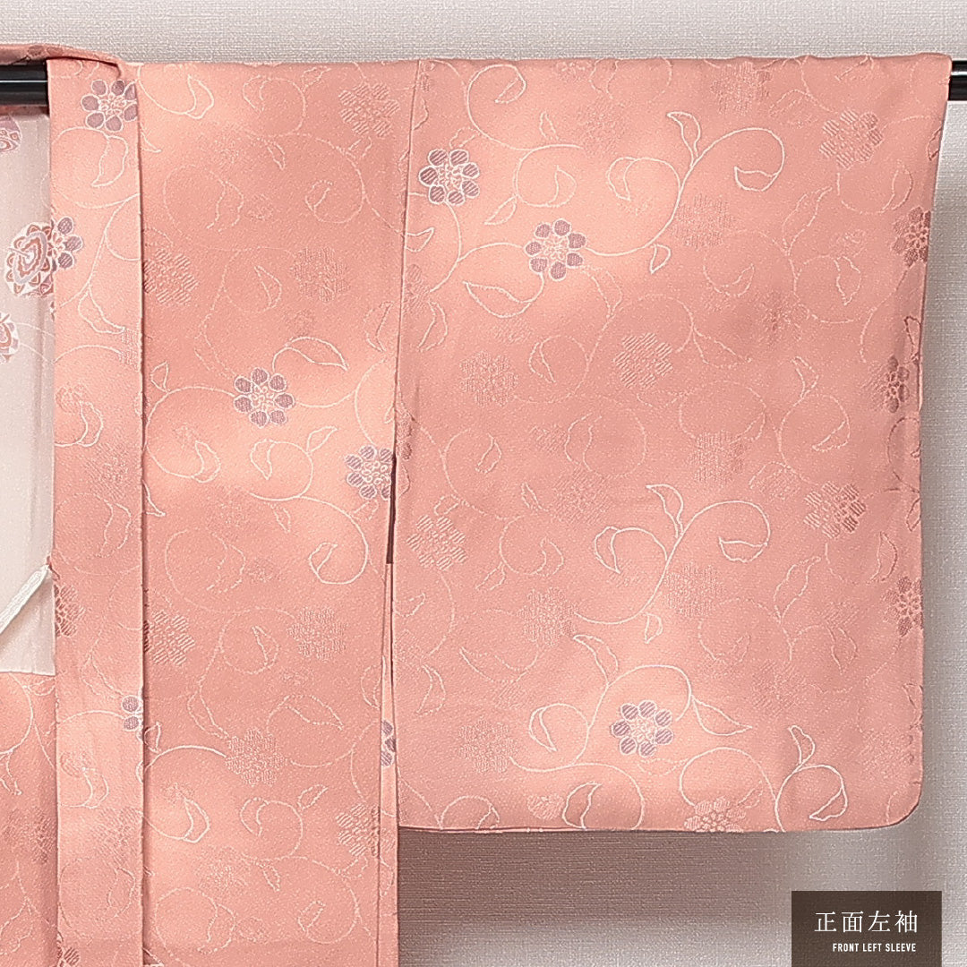 羽織 袷 身丈82cm 裄丈65cm 正絹 Sランク カジュアル Mサイズ ぼかし染 紐あり 唐華 ピンク系 RP 1232-13796