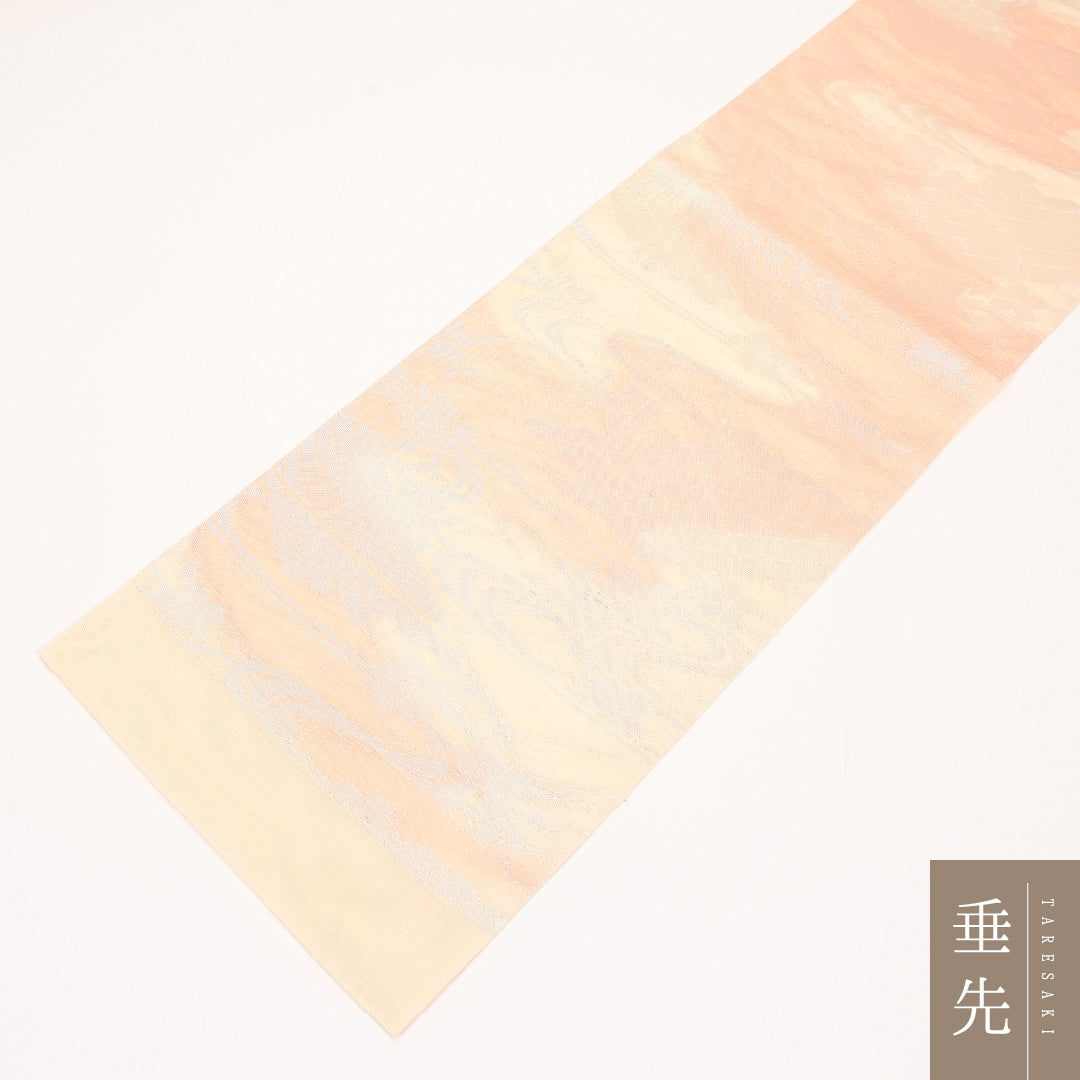 夏物 袋帯 帯丈448cm 正絹 六通 インフォーマル 雲 ピンク系 1243-02427