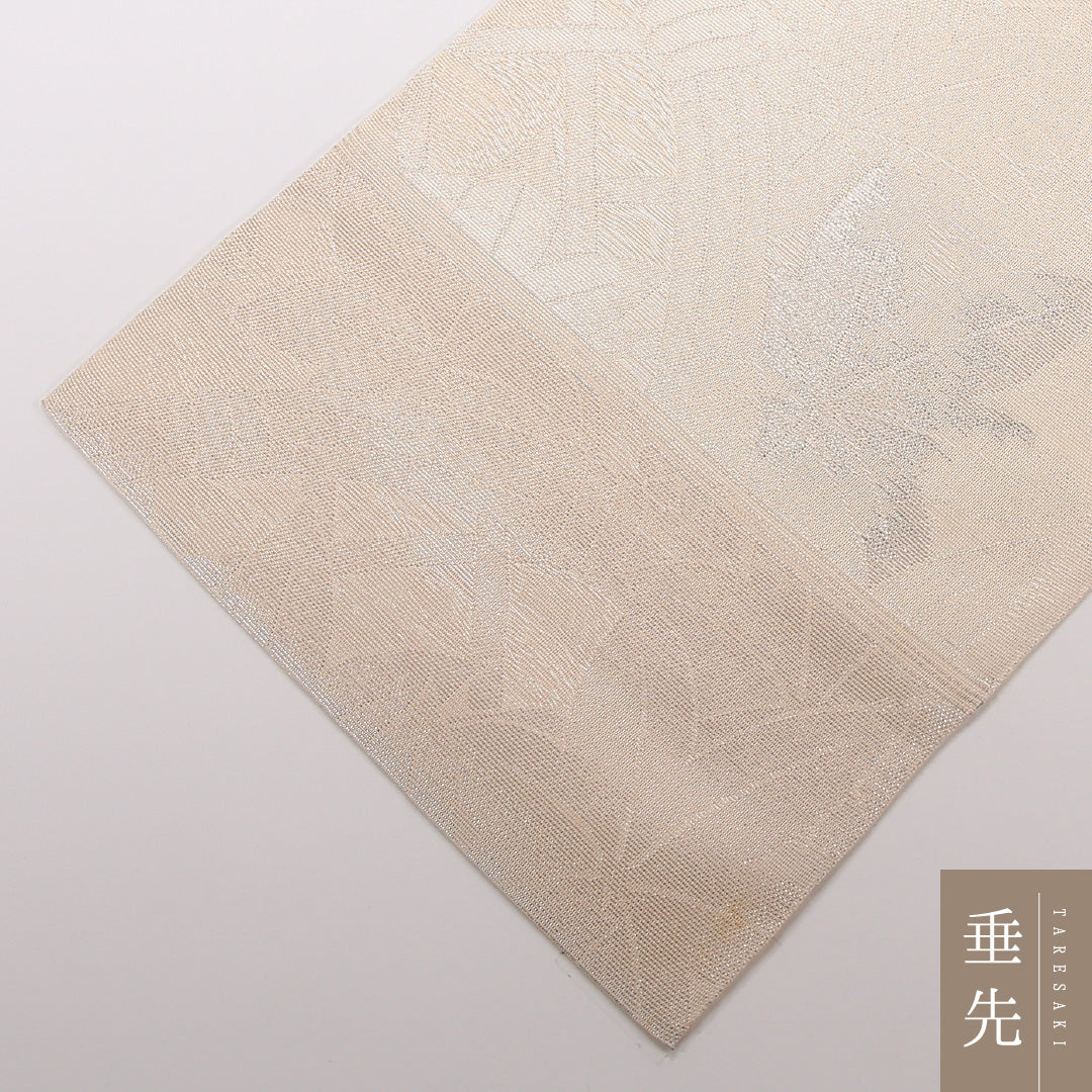 夏物 袋帯 帯丈448cm 正絹 六通 セミフォーマル 光悦垣 紅葉 クリーム系 1243-02507