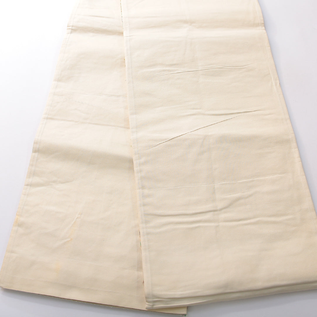 袋帯 帯丈430cm フォーマル 六通 Cランク 正絹 唐織 蜀江 牡丹 クリーム系 1223-02161