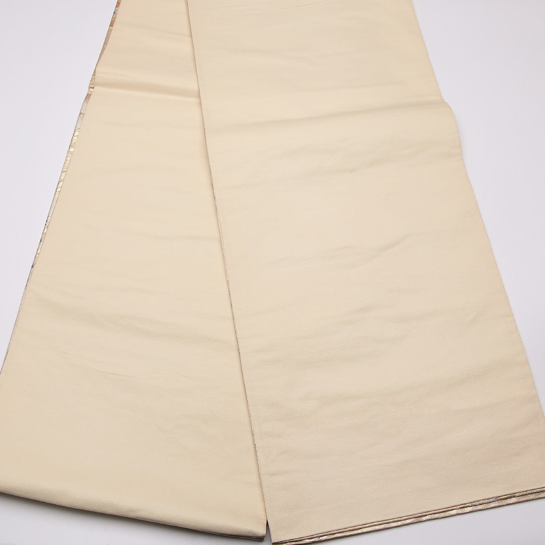 袋帯 帯丈412cm 六通 御所解 フォーマル クリーム系 正絹 Aランク 1223-01065