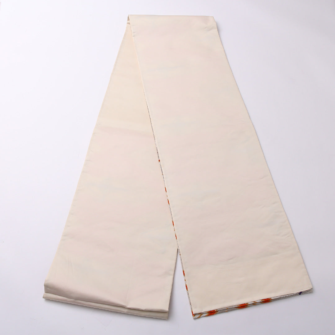 袋帯 帯丈432cm 六通 フォーマル Aランク 正絹 花菱 レトロ 華やか 銀系 1223-01586