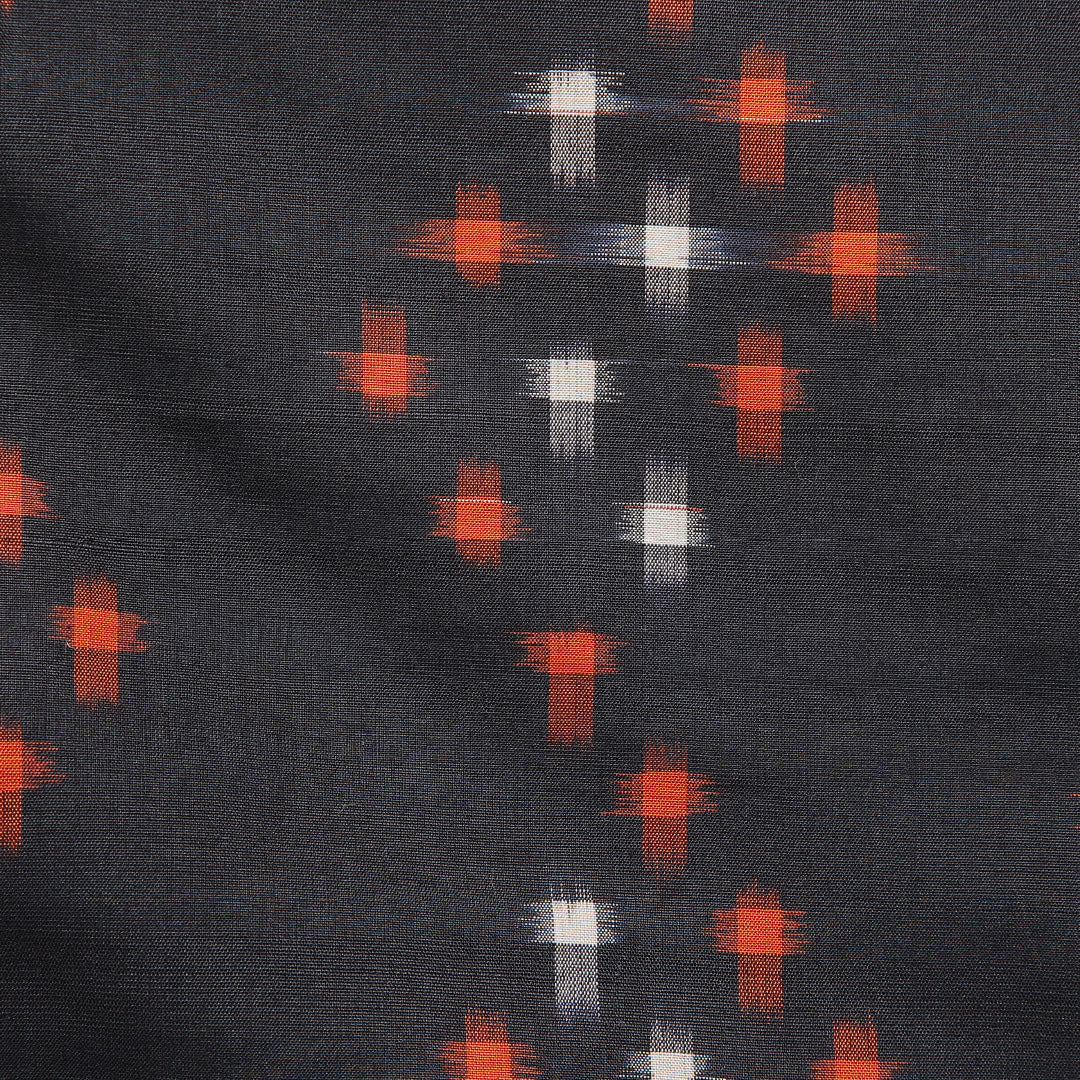 アンティーク 紬（銘仙） 袷 身丈161cm 裄丈62cm 正絹 Bランク Lサイズ バチ衿 十字絣 黒系 1216-15610