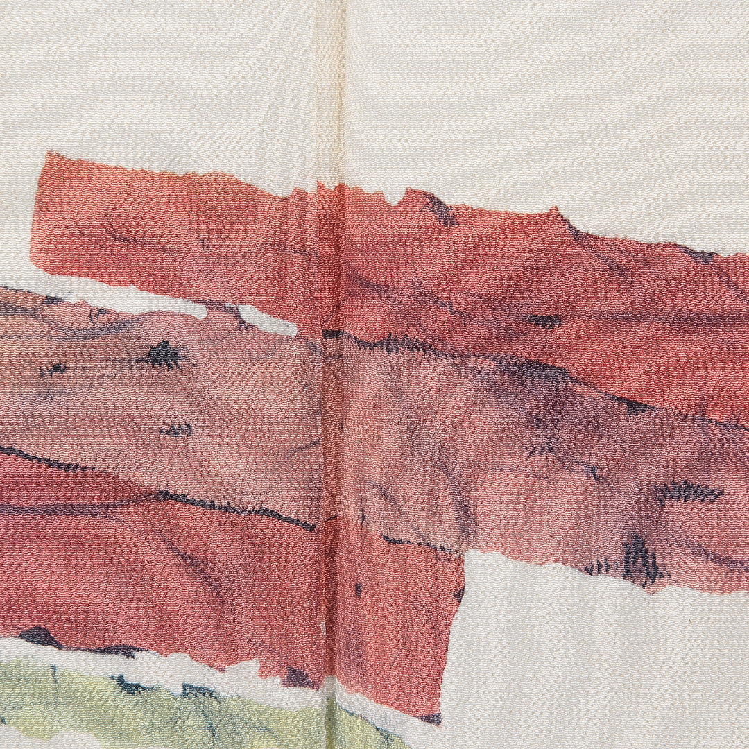 付下げ 袷 身丈162cm 裄丈63cm 正絹 Cランク Lサイズ 広衿 インフォーマル 創作柄 落款 クリーム系 1261-15659