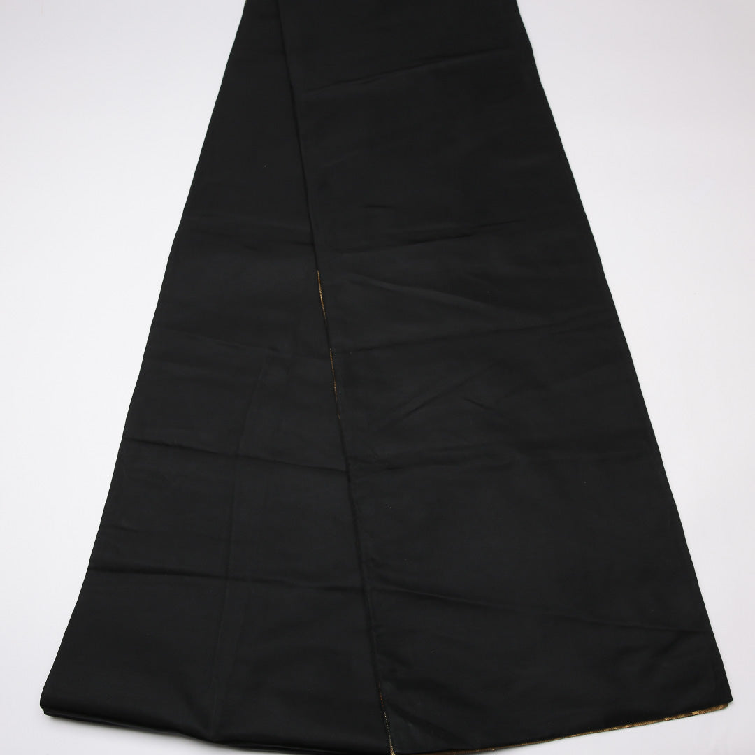 振袖用 袋帯 帯丈430cm 正絹 六通 百合 黒系 金系 1243-01224