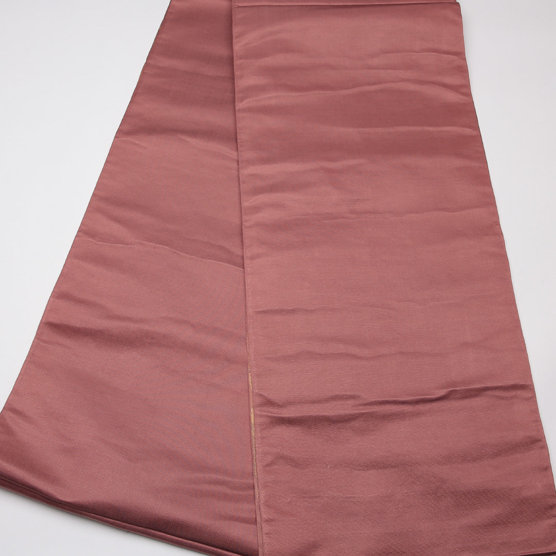 未使用品 袋帯 帯丈420cm 正絹 六通 セミフォーマル 花鳥文 茶系 ピンク系 1243-01235