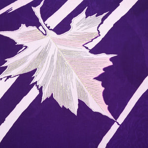 アンティーク 小紋 袷 身丈154cm 裄63.5cm 紫系 金彩 葉模様 宝相華 正絹 Cランク 1215-01925-5220