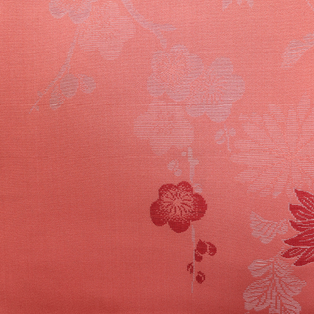 アンティーク 袷 身丈152cm 裄62cm 正絹 お召 梅 菊 ピンク系 Cランク 1216-01350
