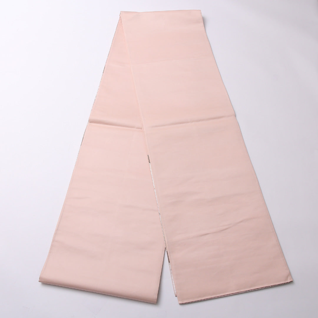 袋帯 帯丈434cm 正絹 六通 セミフォーマル 遠山 木立 ピンク系 銀系 1243-01592