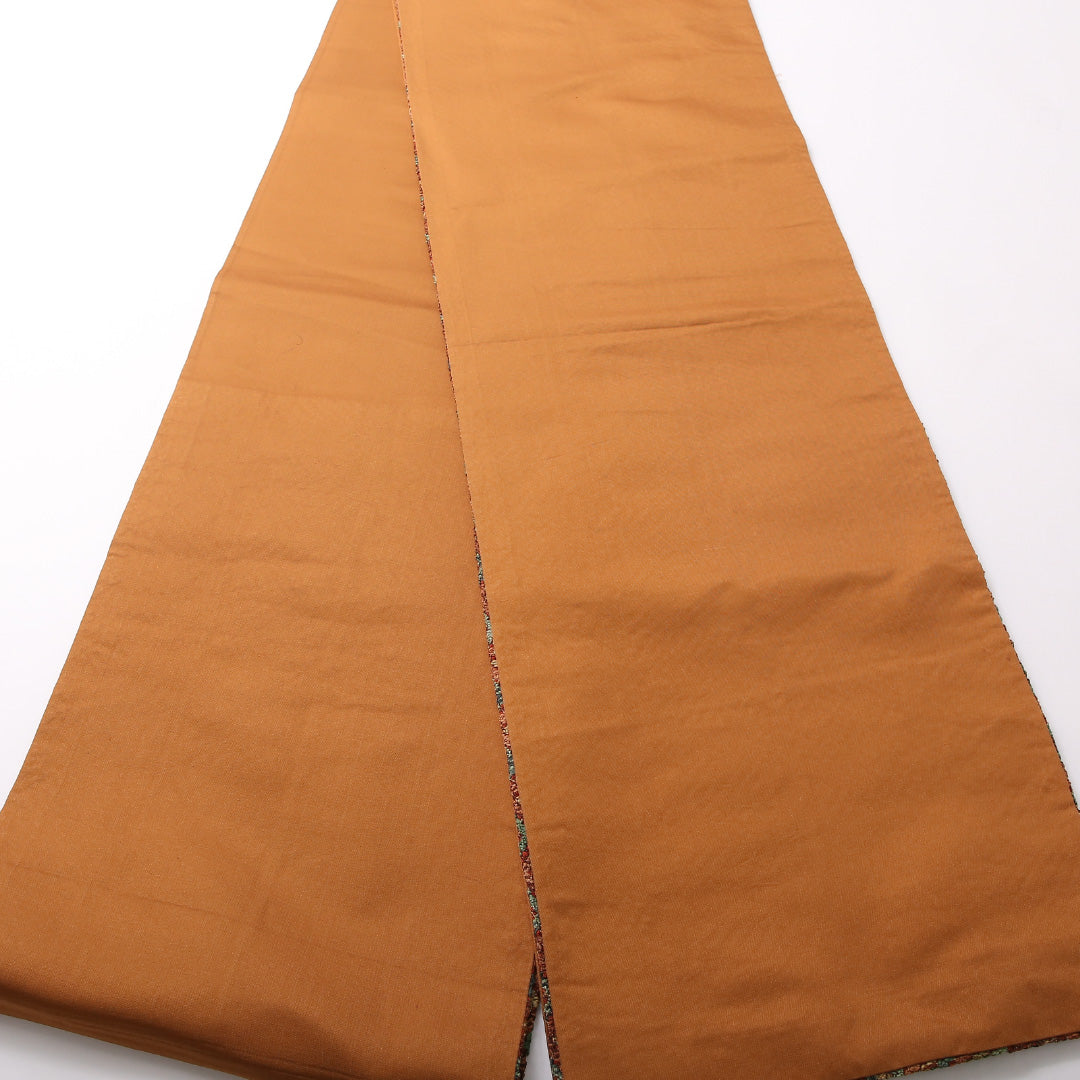 夏物 袋帯 帯丈422cm 正絹 六通 カジュアル 幾何学柄 茶系 多色系 1243-01704